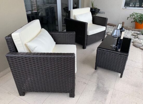 Juego de Balcón/Terraza/Jardín para exteriores de 3 piezas (2 personas)