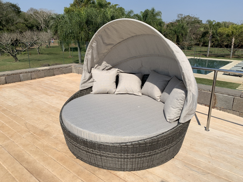 Juego de sofá-cama con canopy para exteriores