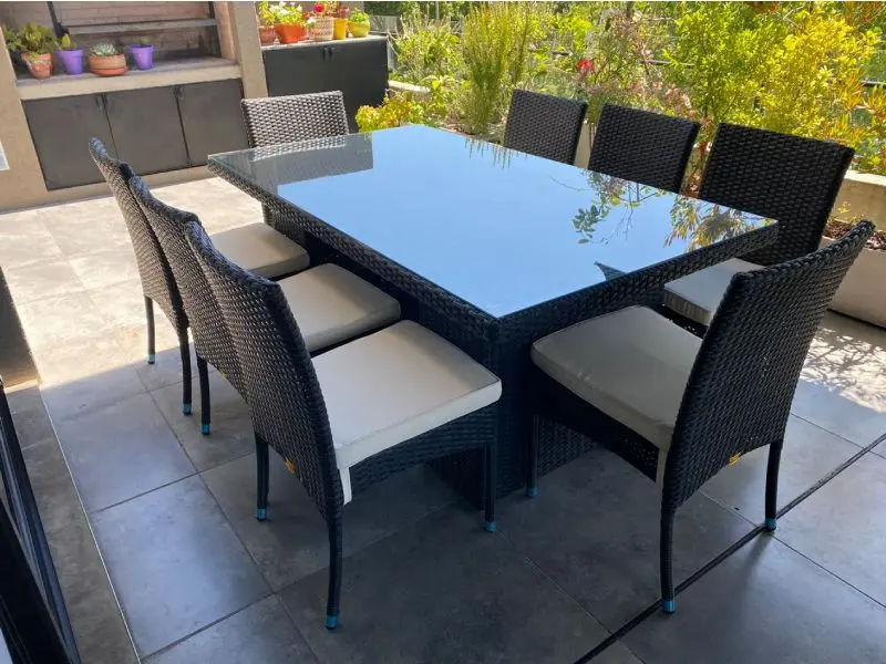 Juego de comedor para exteriores de 9 piezas (8 personas)